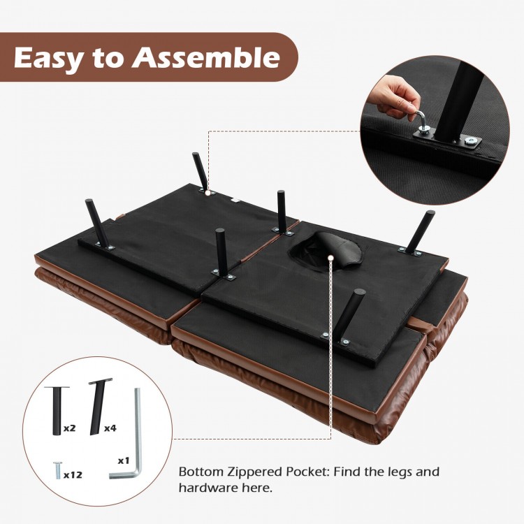 Convertible memory foam futon sofa bed with adjustable armrests and zippered pocket for easy assembly and storage.